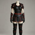 Women's Leather Armor Set | Female Warrior Gladiator Costume | Black Red Cosplay LARP Outfit