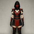 Girls Mortal Kombat Leather Costume | Red Black Hooded Cosplay Armor Outfit | Women’s Halloween