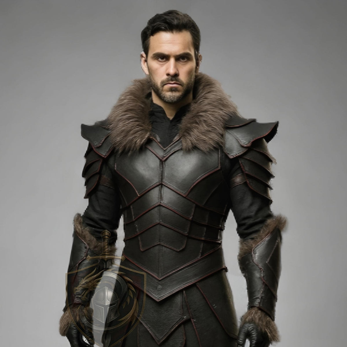 Medieval Leather Armor with Fur Trim | Viking Knight Cosplay Costume | LARP Warrior Outfit