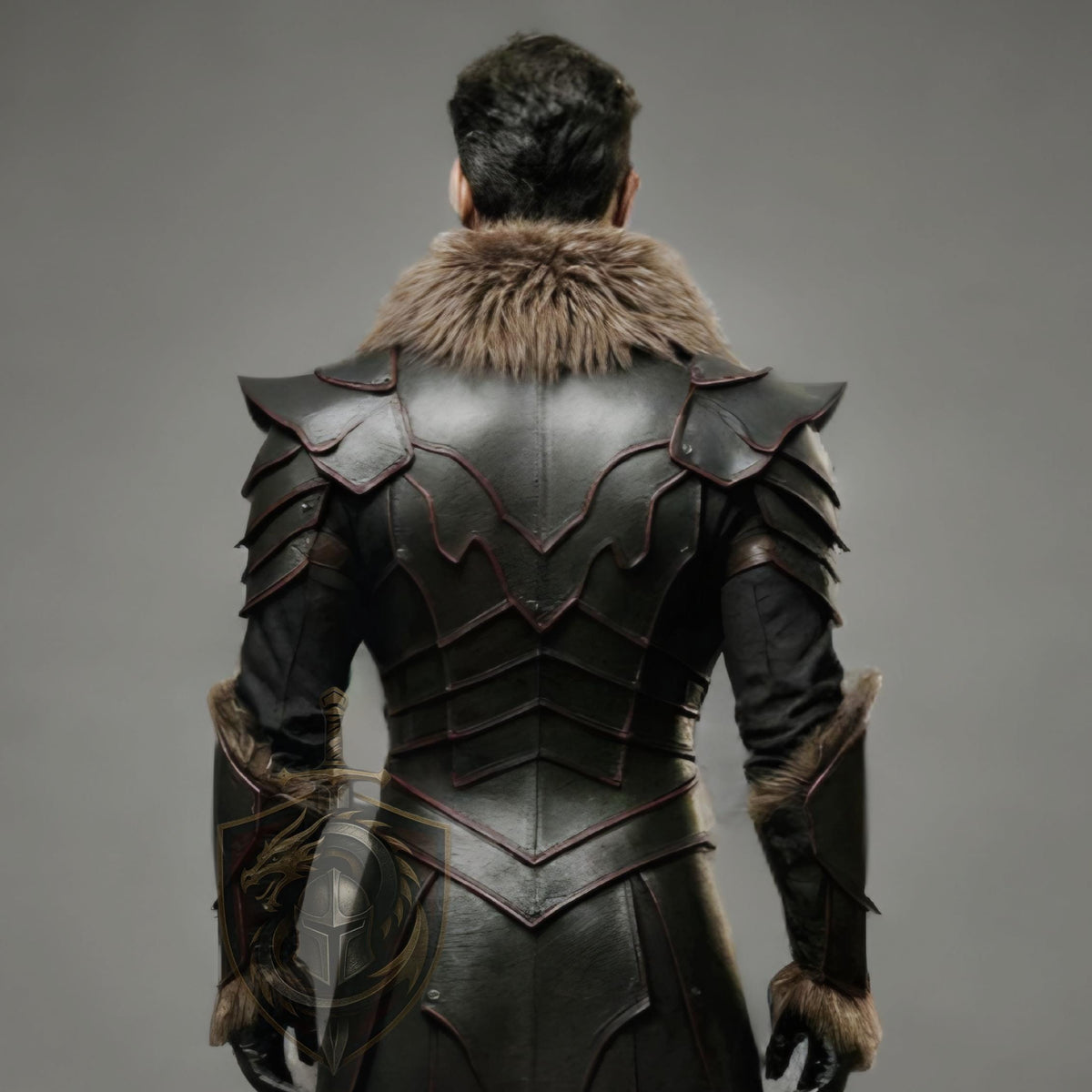 Medieval Leather Armor with Fur Trim | Viking Knight Cosplay Costume | LARP Warrior Outfit