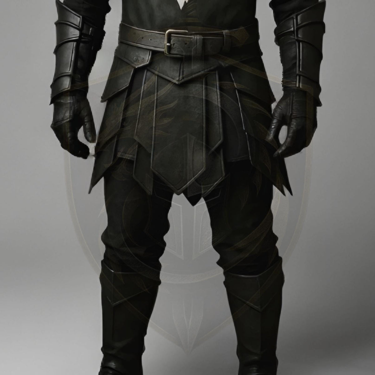 Medieval Black Knight Armor Dragon Crest | Fantasy Cosplay LARP Battle Suit Halloween Costume