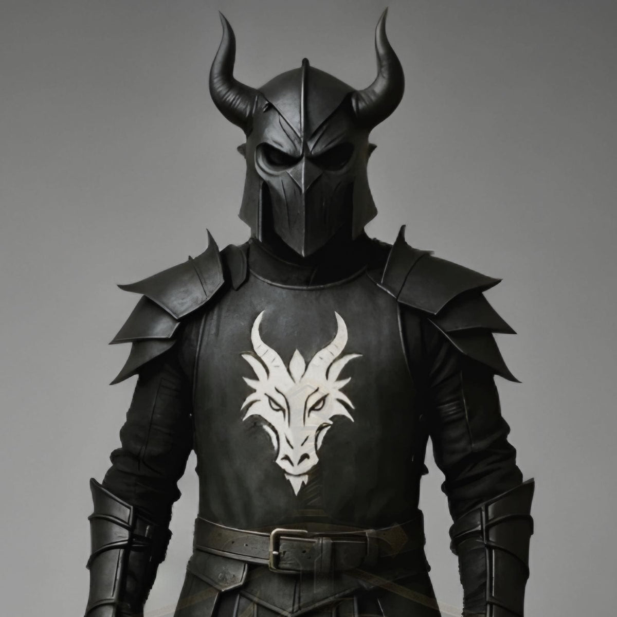 Medieval Black Knight Armor Dragon Crest | Fantasy Cosplay LARP Battle Suit Halloween Costume