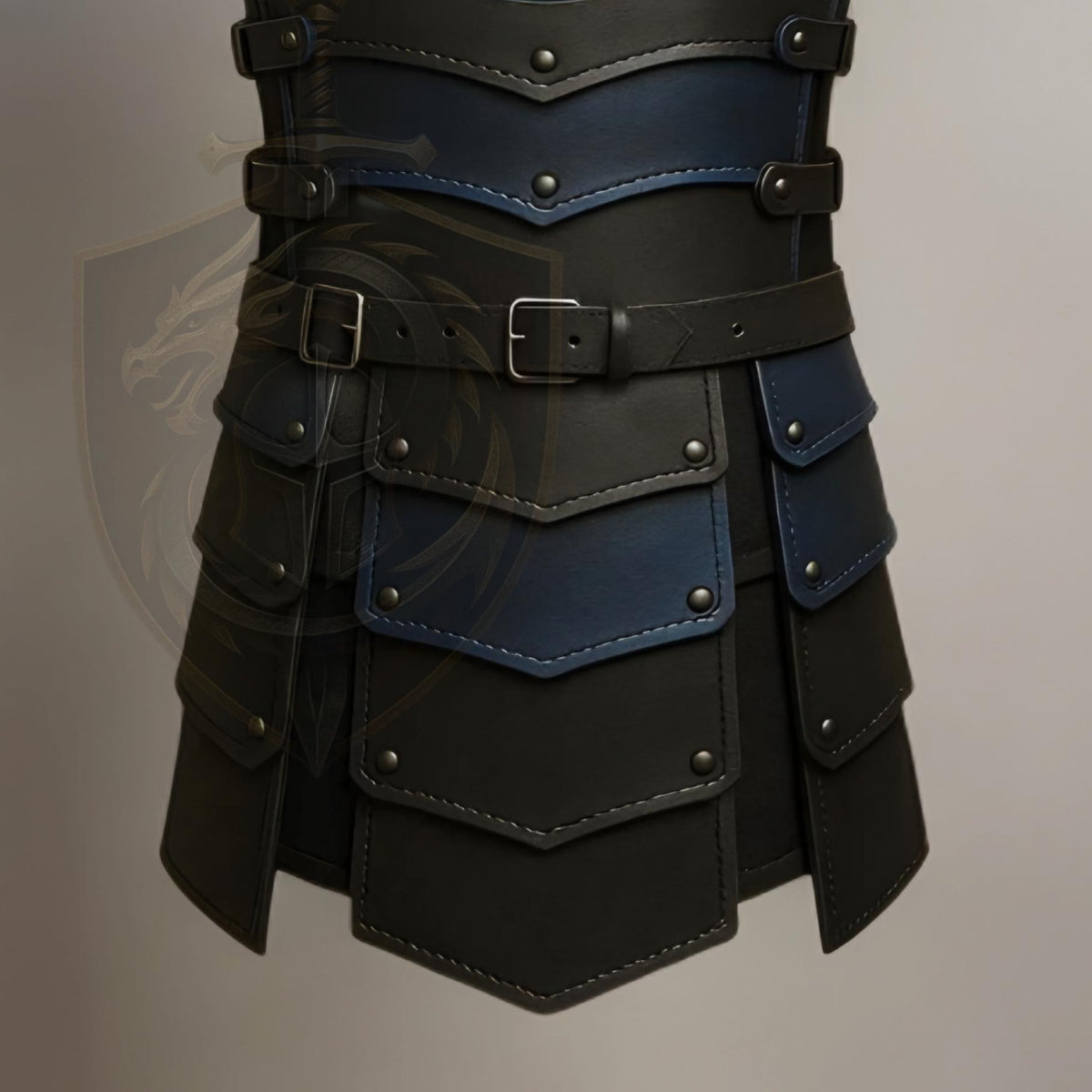 Black Blue Viking Leather Armor with Vegvisir Norse Compass | Medieval LARP Cosplay Costume