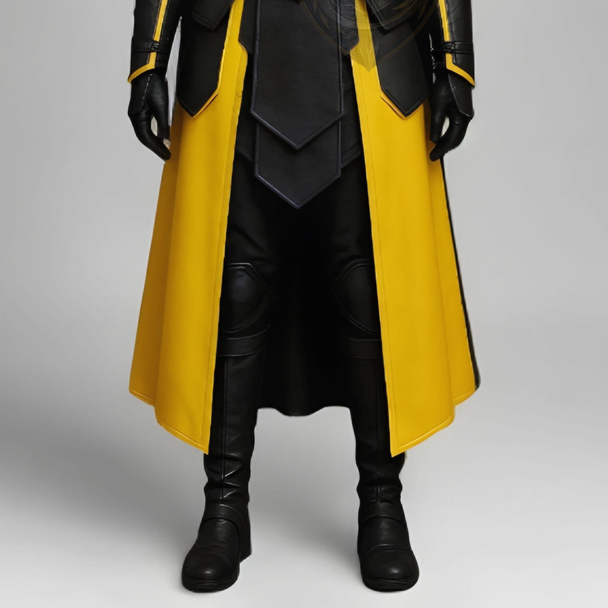 Assassin Cosplay Costume Yellow Black Cloak | Medieval Hooded Warrior Leather Armor LARP Outfit
