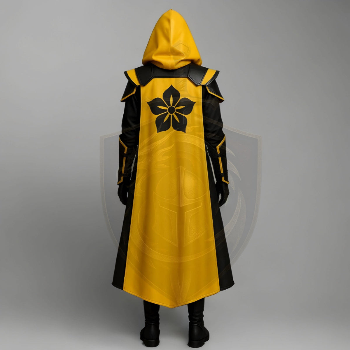 Assassin Cosplay Costume Yellow Black Cloak | Medieval Hooded Warrior Leather Armor LARP Outfit