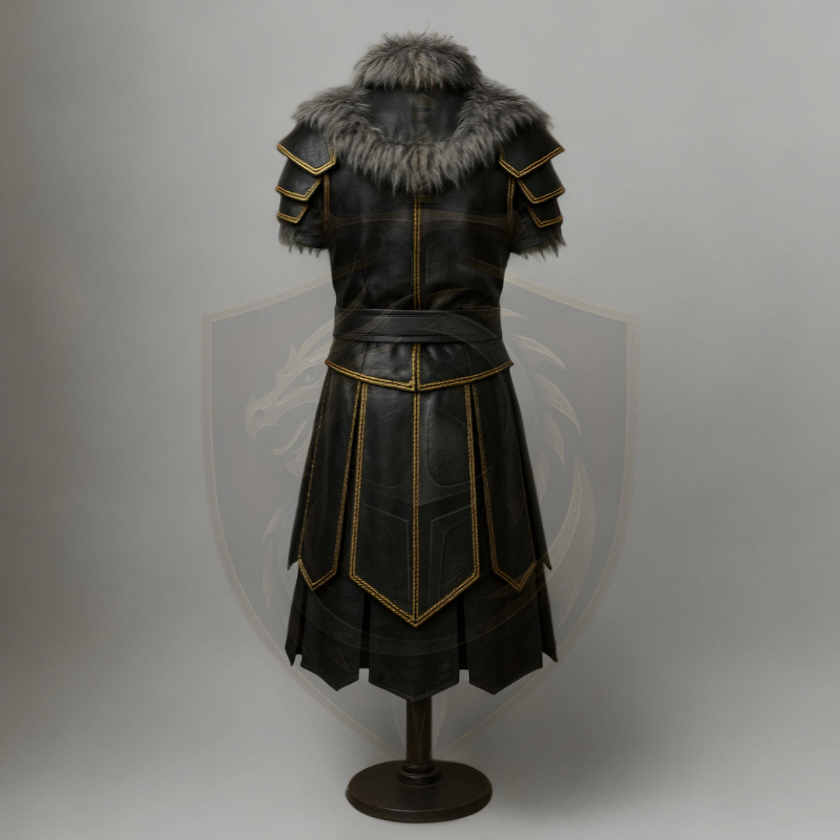 Viking Leather Armor with Fur Collar | Norse Medieval Chest Plate | LARP Cosplay Gear