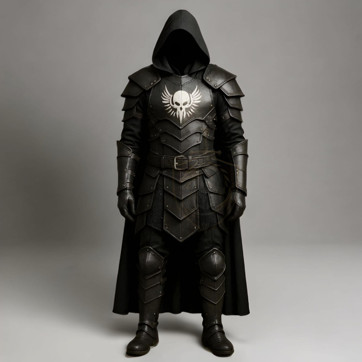 Dark Knight Armor Costume with Skull Chestplate | Gothic Medieval Leather LARP Cosplay Outfit
