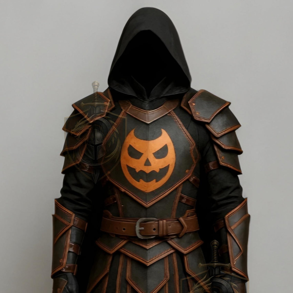 Men’s Pumpkin Knight Costume | Halloween Armor Cosplay | Gothic Medieval LARP Leather Warrior Outfit