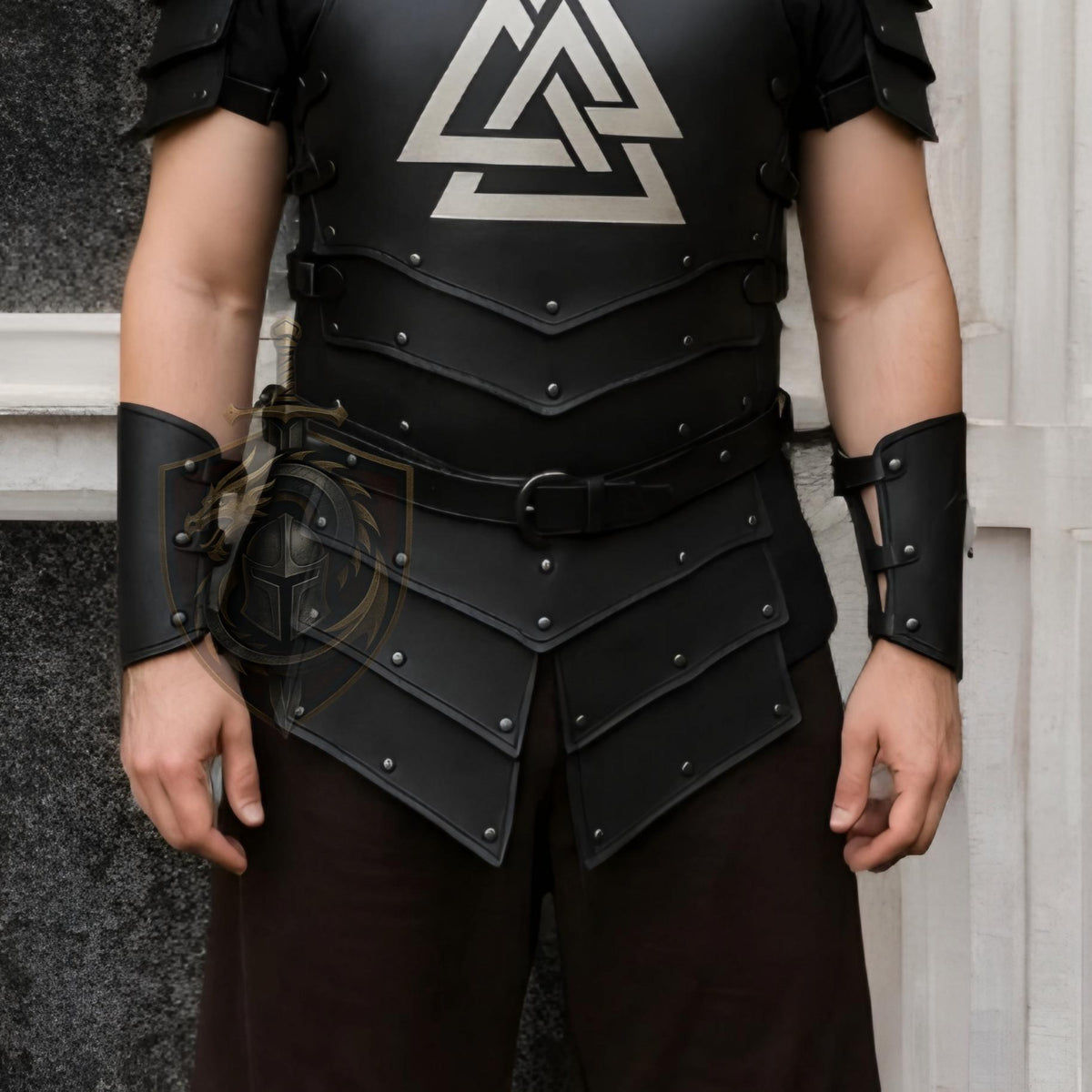 Men’s Valknut Viking Leather Armor | Norse Medieval Chest Plate LARP Cosplay Renaissance Costume