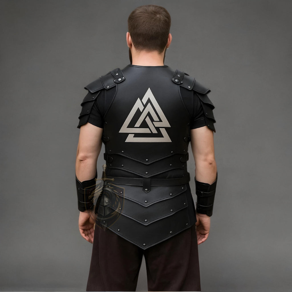 Men’s Valknut Viking Leather Armor | Norse Medieval Chest Plate LARP Cosplay Renaissance Costume
