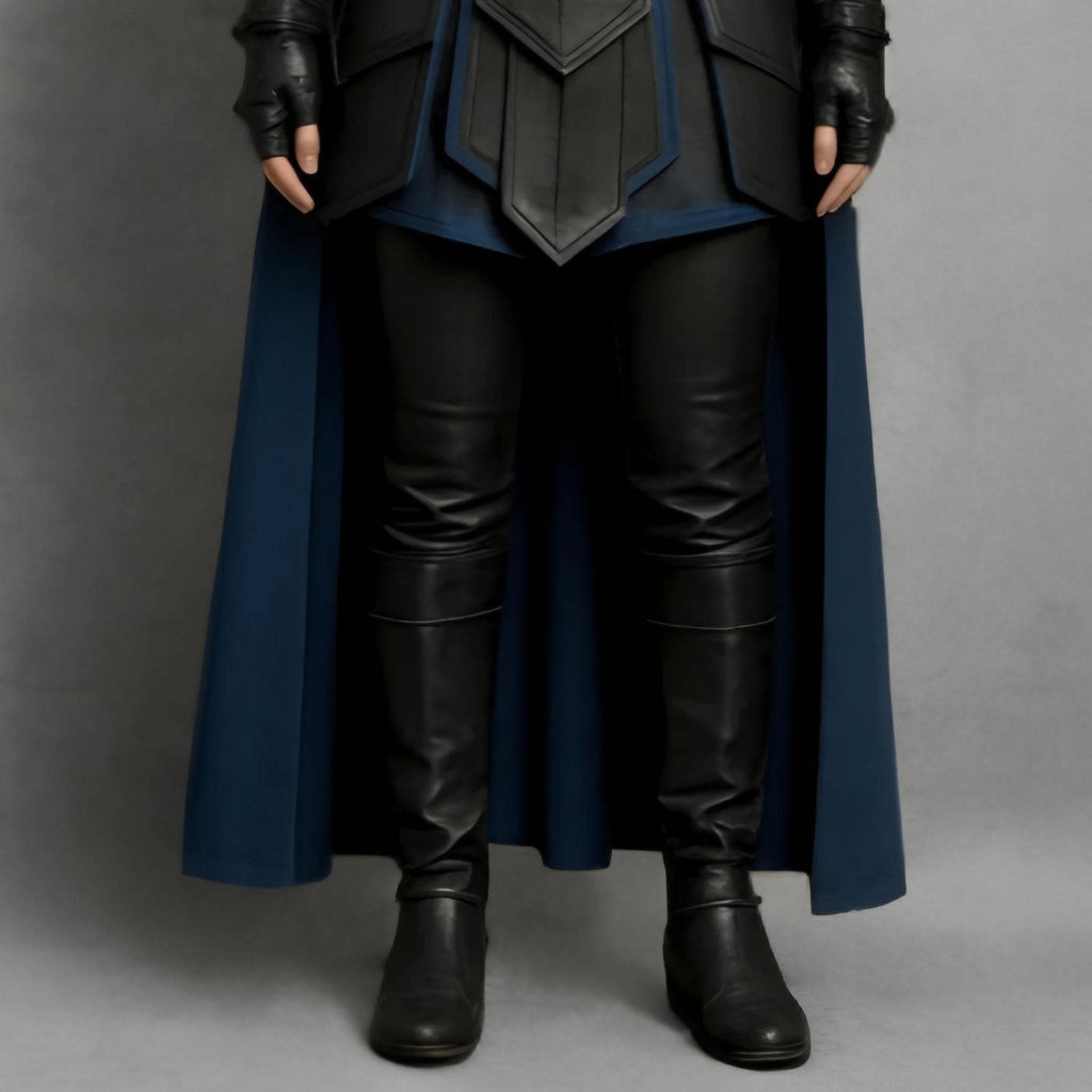 Women’s Blue Leather Armor Cloak | Medieval Knight Cosplay Costume | Gothic Fantasy Warrior Outfit