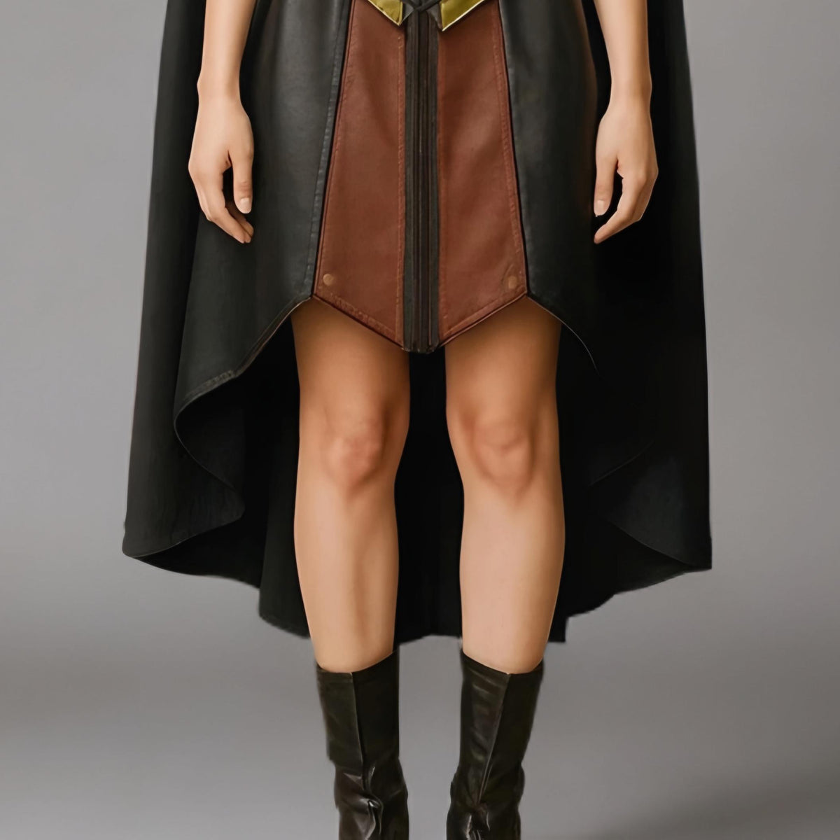 Medieval Armor Dress Leather Cloak | Fantasy Gothic Cosplay Costume Renaissance Fair Warrior Gown