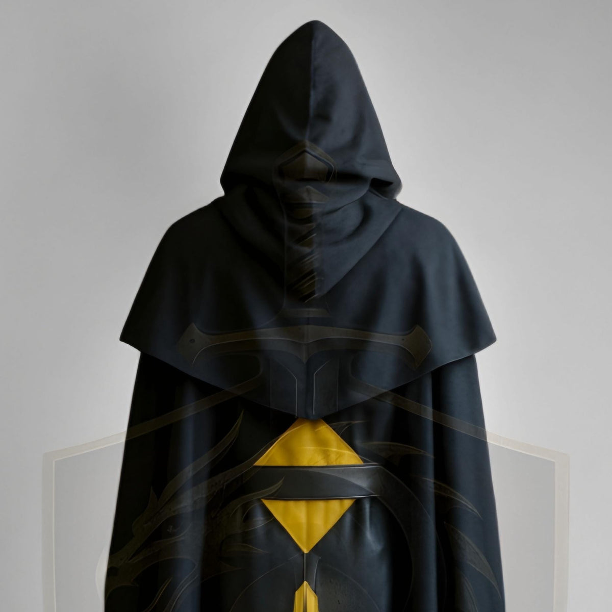 Genuine Leather Medieval Assassin Hooded Cloak | Black Gold Cosplay Costume | Renaissance Faire Outfit