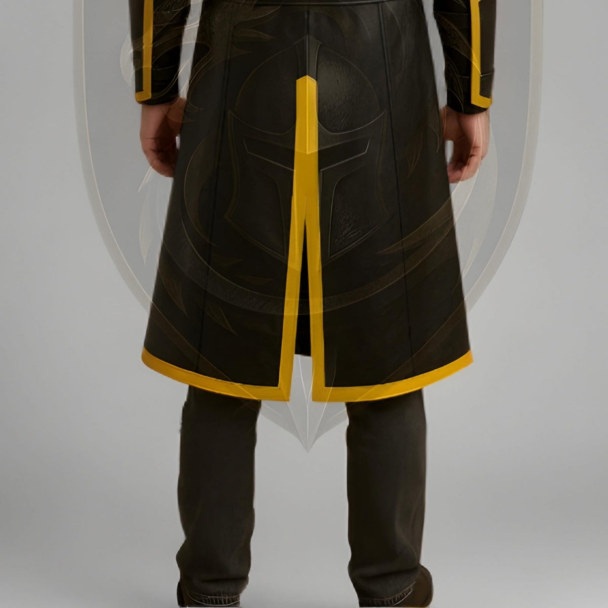 Men’s Knight Leather Armor Coat | Halloween Pumpkin Cosplay Jacket | Gothic Medieval Steampunk Trench