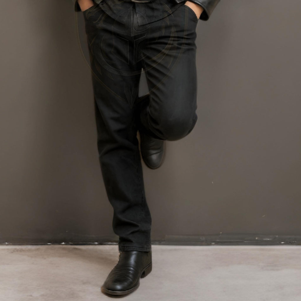 Men’s Black Leather Casual Armor Jacket | Modern Knight Streetwear Coat With Shoulder Pauldrons