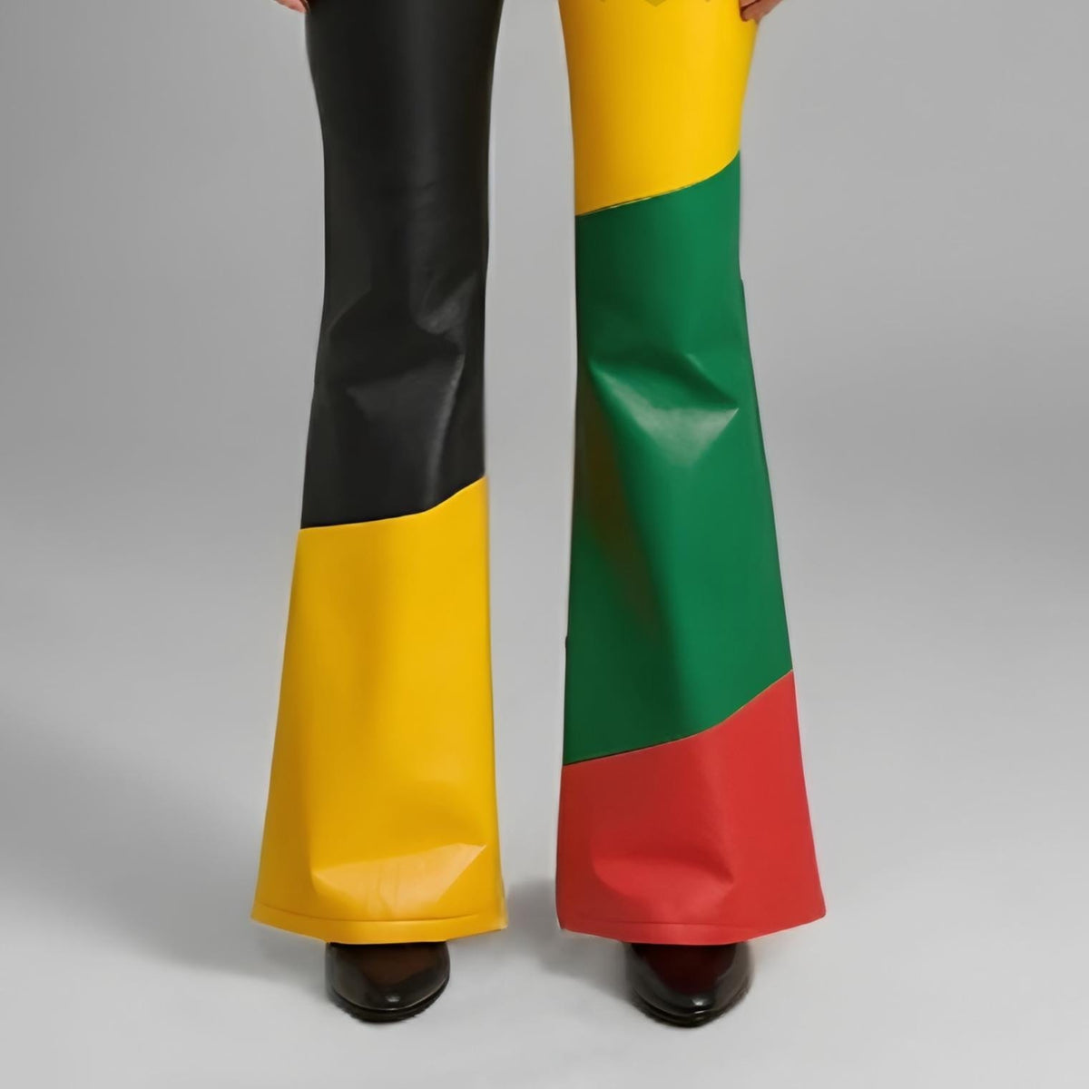 Women's Genuine Leather Halloween Flare Pants | 70s Bell Bottom High Waist Festival Trousers