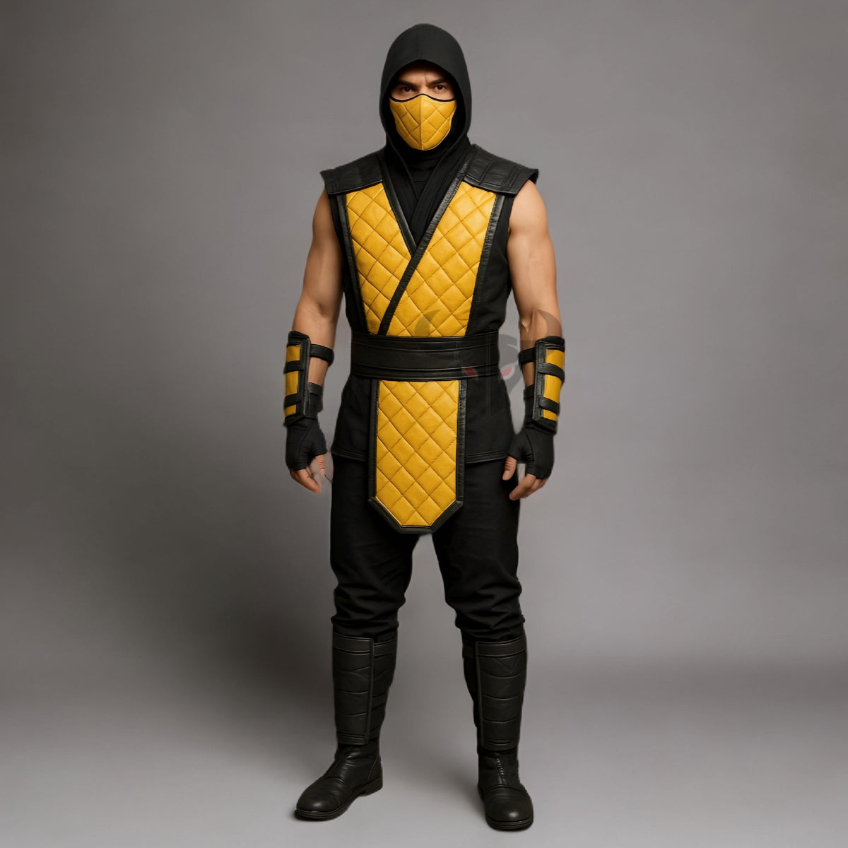 Gothic Witch Leather Cloak Scorpion Mortal Kombat Cosplay Costume Hooded Ninja Warrior Outfit