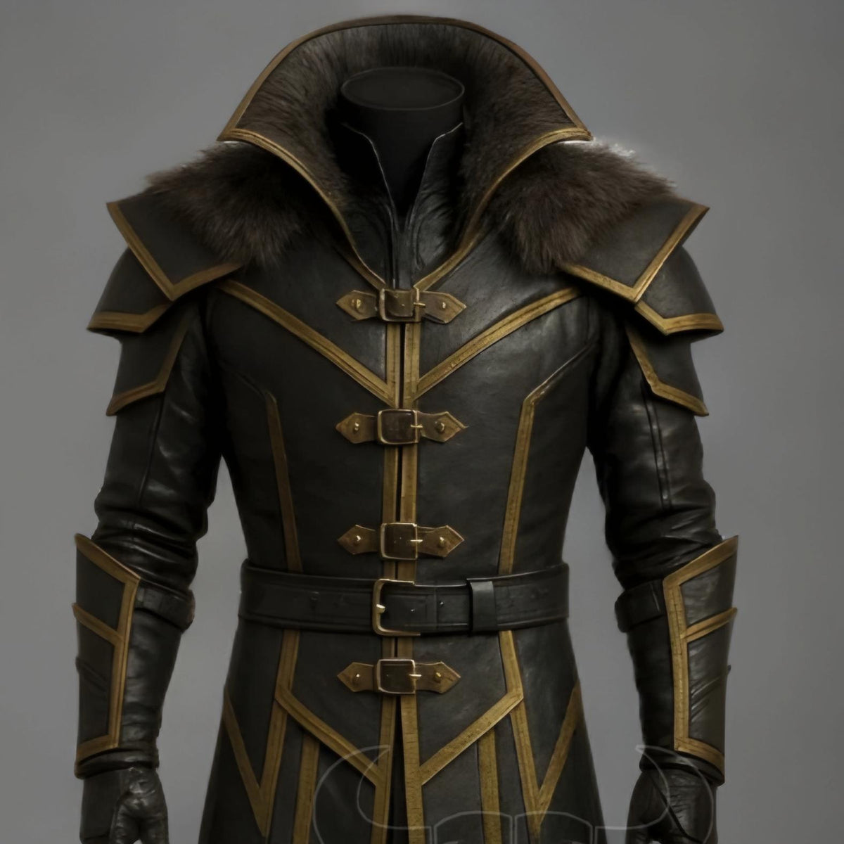 Handmade Gothic Leather Trench Coat Medieval Steampunk Cosplay LARP Costume Renaissance Festival Outfit