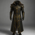 Handmade Gothic Leather Trench Coat Medieval Steampunk Cosplay LARP Costume Renaissance Festival Outfit