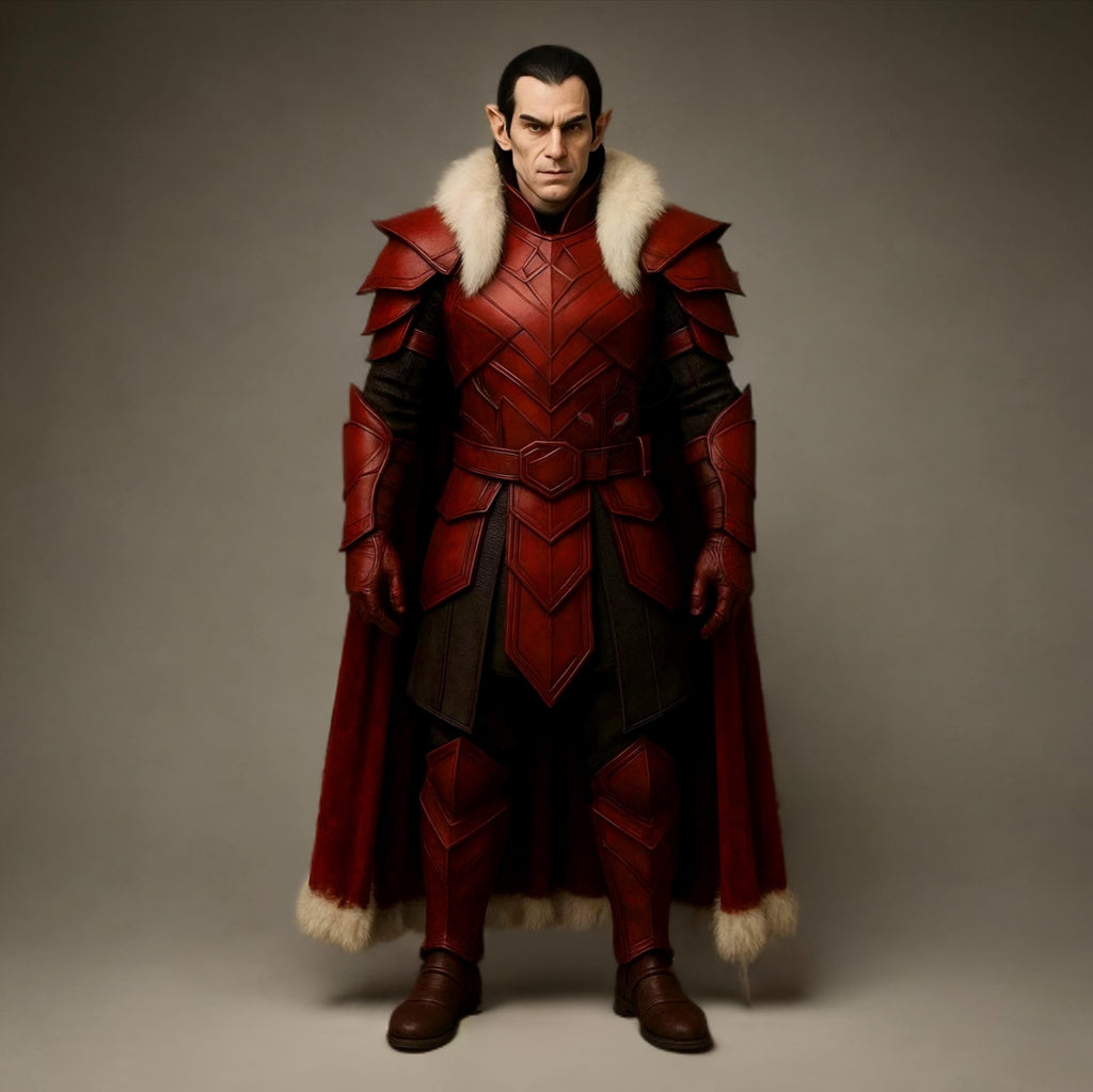 Medieval Red Warrior Cloak Fur Trim Renaissance LARP Cosplay Elf Viking Fantasy Costume Cape