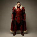 Medieval Red Warrior Cloak Fur Trim Renaissance LARP Cosplay Elf Viking Fantasy Costume Cape