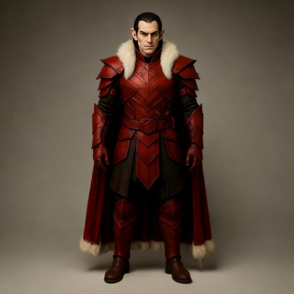 Medieval Red Warrior Cloak Fur Trim Renaissance LARP Cosplay Elf Viking Fantasy Costume Cape