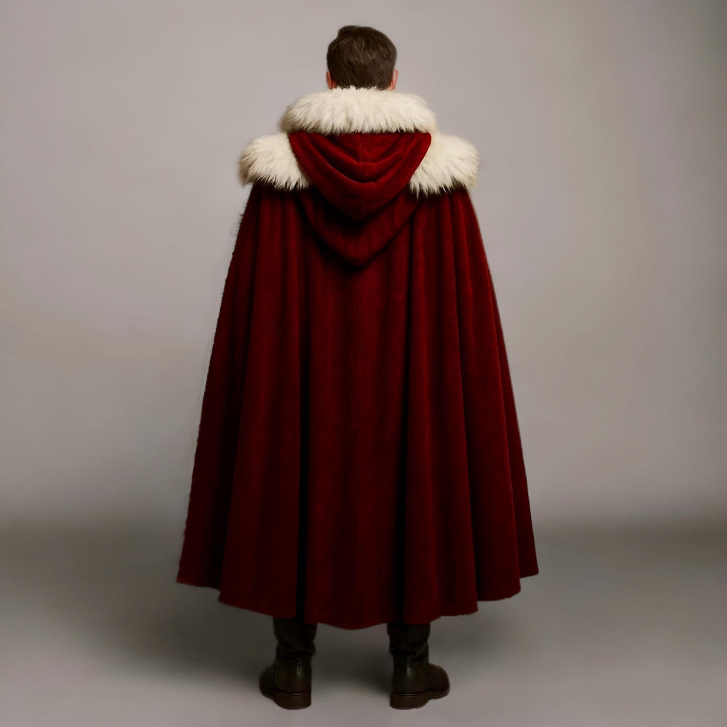 Crimson King Medieval Cloak Leather Gladiator Costume Gothic Santa Cosplay Outfit Christmas LARP