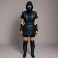 Women's Blue Black Ninja Costume | Mortal-Inspired Leather Cosplay Armor | Halloween Hooded Outfit