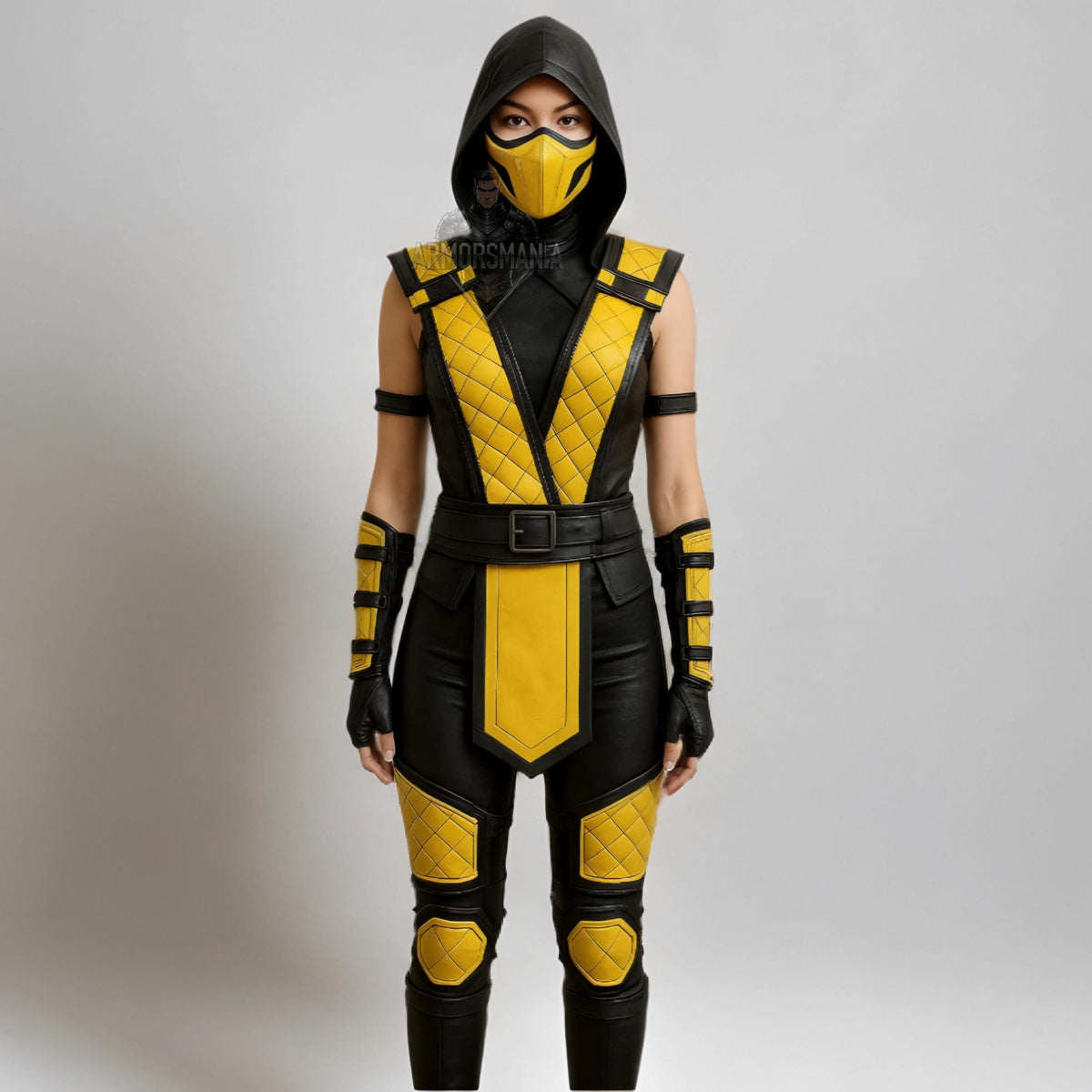 Mortal Kombat Womens Ninja Armor Costume | Female Warrior Cosplay Outfit | Halloween Leather Armour