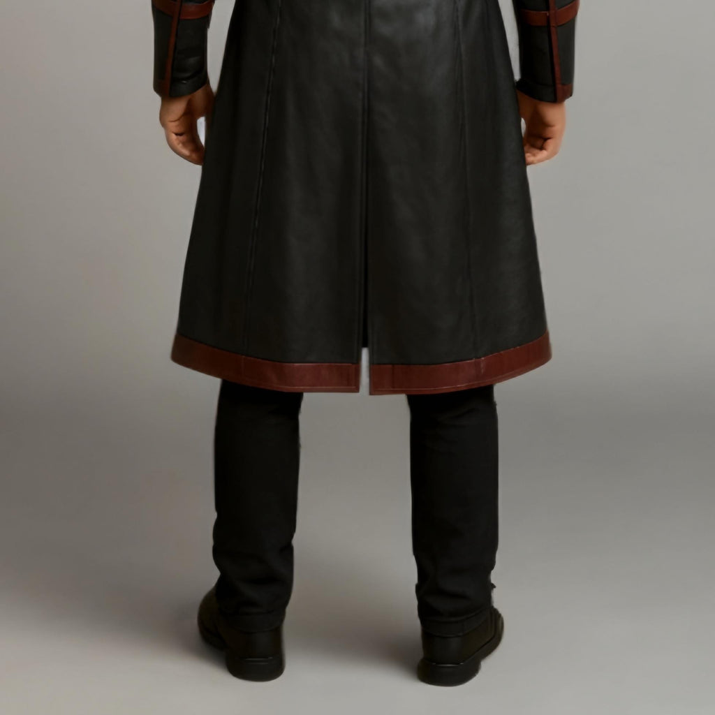 Halloween Pumpkin Leather Trench Coat | Gothic Medieval Armor Costume | Steampunk Cosplay Jacket
