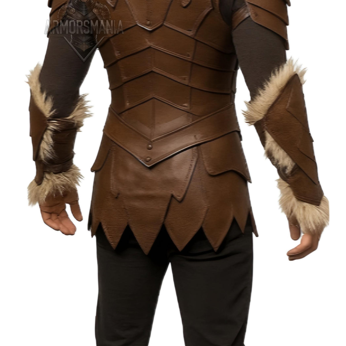 Genuine Leather Viking Armor with Fur Trim | Medieval Cosplay Chestplate & Bracers Outfit