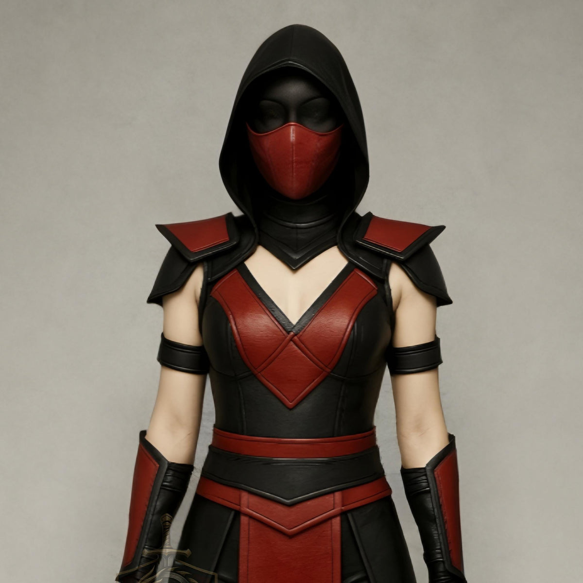 Girls Mortal Kombat Leather Costume | Red Black Hooded Cosplay Armor Outfit | Women’s Halloween