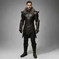 Medieval Leather Armor with Fur Trim | Viking Knight Cosplay Costume | LARP Warrior Outfit