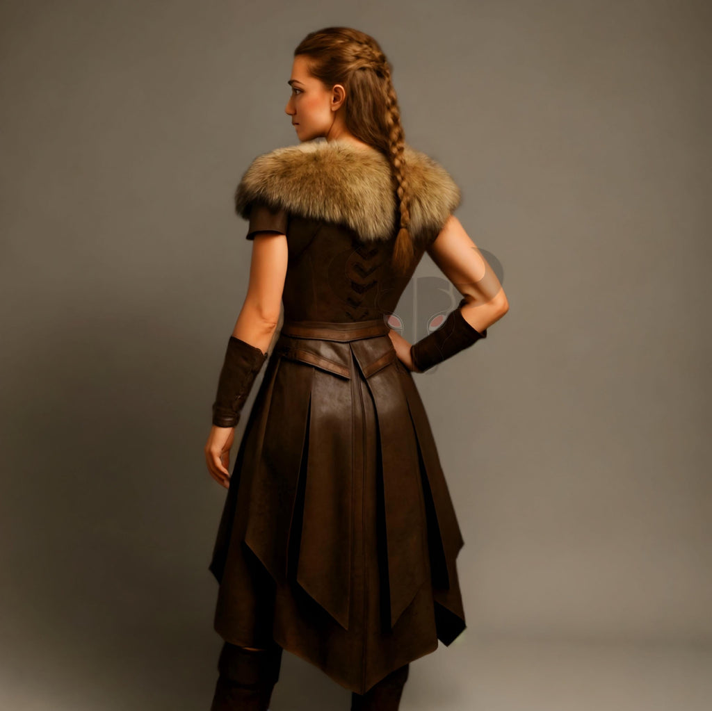 Viking Shieldmaiden Leather Armor Dress Gladiator Kilt Gothic Cosplay Costume LARP Barbarian Outfit