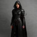 Hooded Leather Armor Coat | Assassin Cosplay Costume | Gothic Witch Cloak | Medieval Rogue Outfit