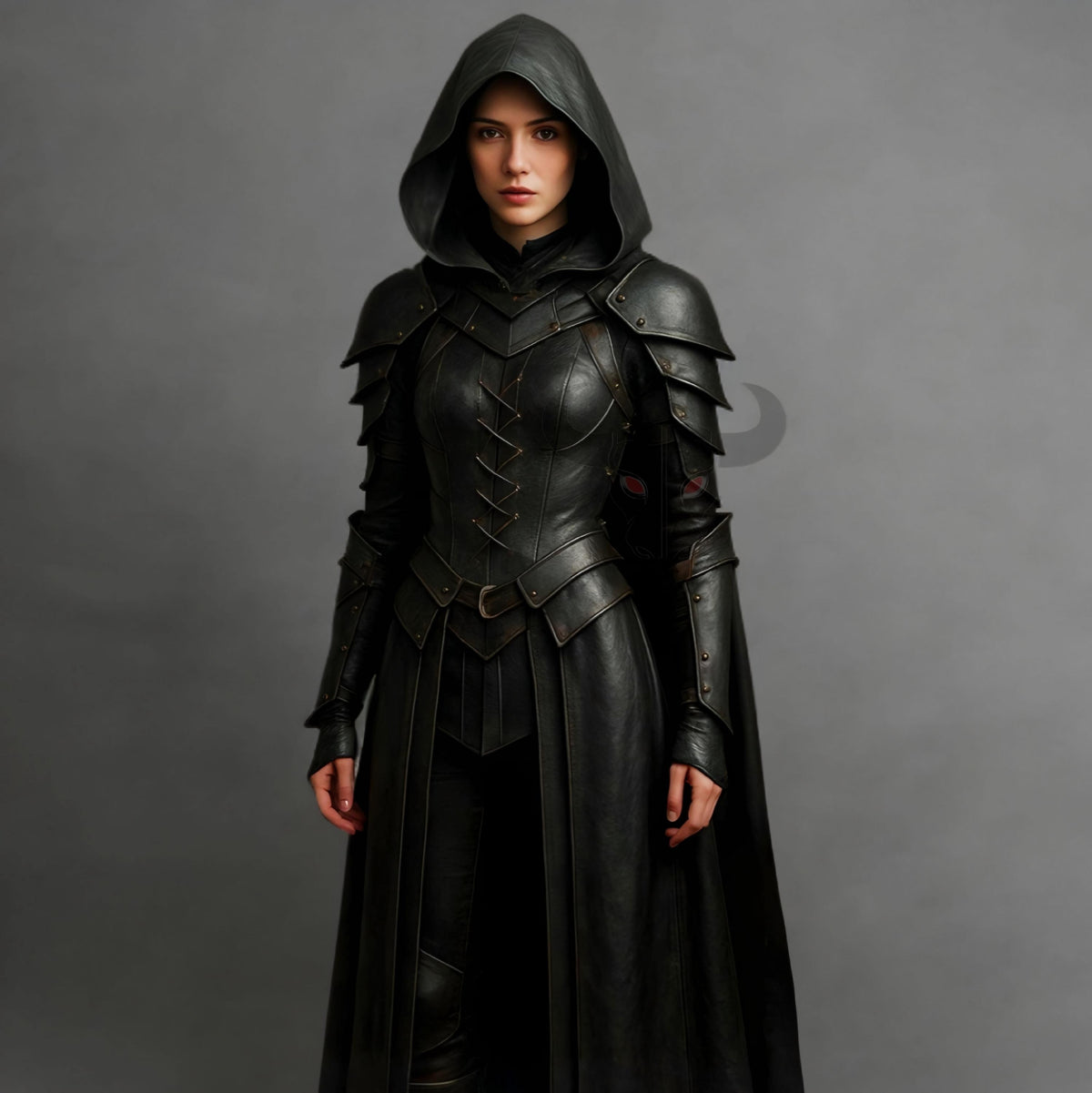 Hooded Leather Armor Coat | Assassin Cosplay Costume | Gothic Witch Cloak | Medieval Rogue Outfit