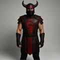 Mortal Kombat Inspired Ninja Warrior Leather Armor | Black Red Dragon Emblem Cosplay Halloween Costume