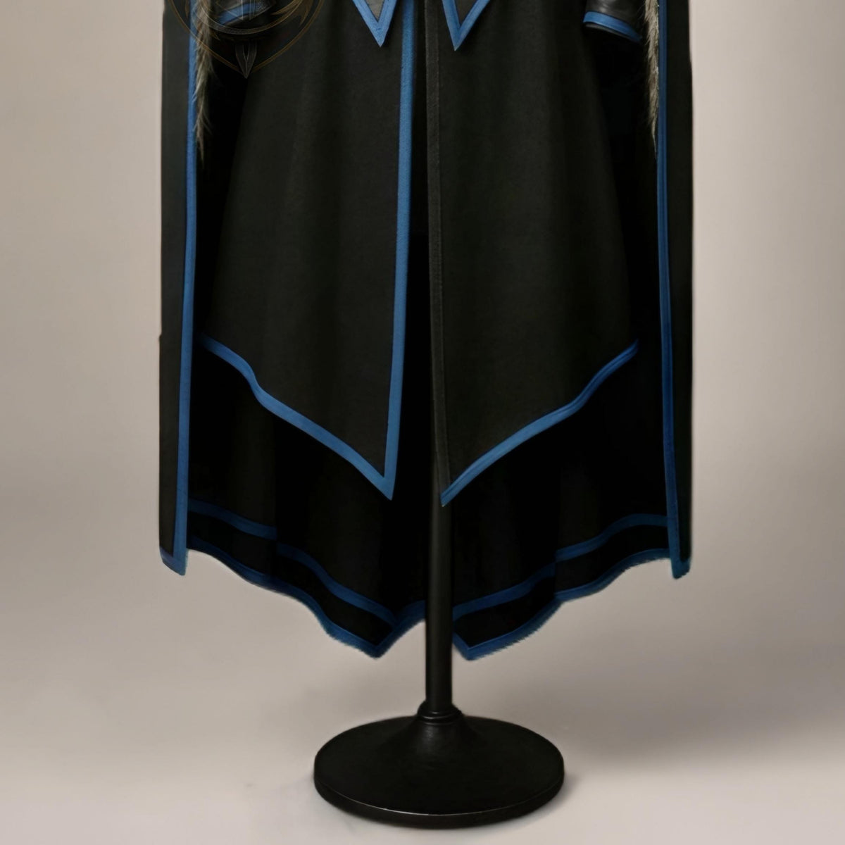 Medieval Black Leather Cloak with Fur Trim | Viking Warrior Cosplay Armor Cape LARP