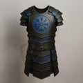 Black Blue Viking Leather Armor with Vegvisir Norse Compass | Medieval LARP Cosplay Costume