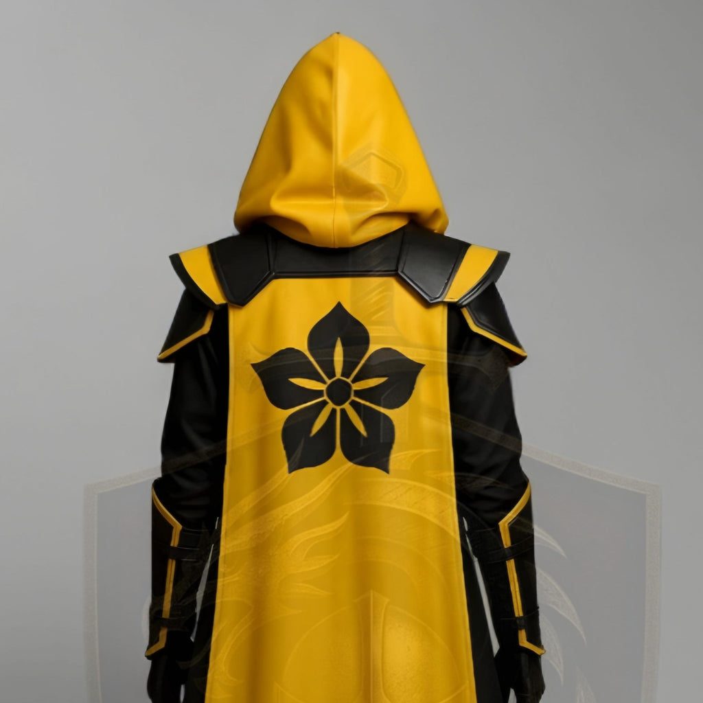 Assassin Cosplay Costume Yellow Black Cloak | Medieval Hooded Warrior Leather Armor LARP Outfit
