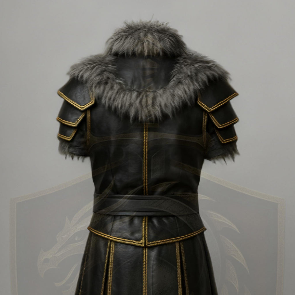 Viking Leather Armor with Fur Collar | Norse Medieval Chest Plate | LARP Cosplay Gear