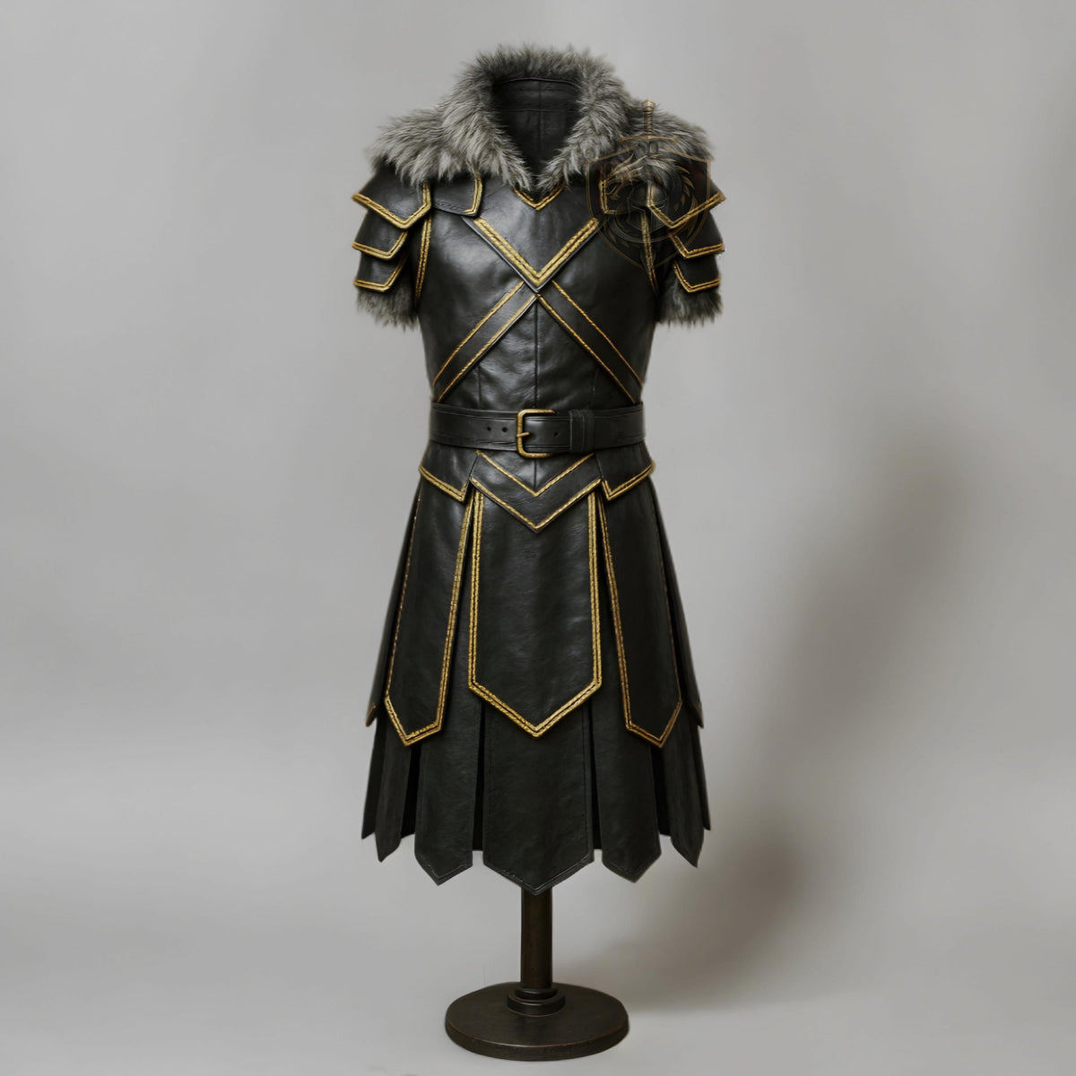Viking Leather Armor with Fur Collar | Norse Medieval Chest Plate | LARP Cosplay Gear
