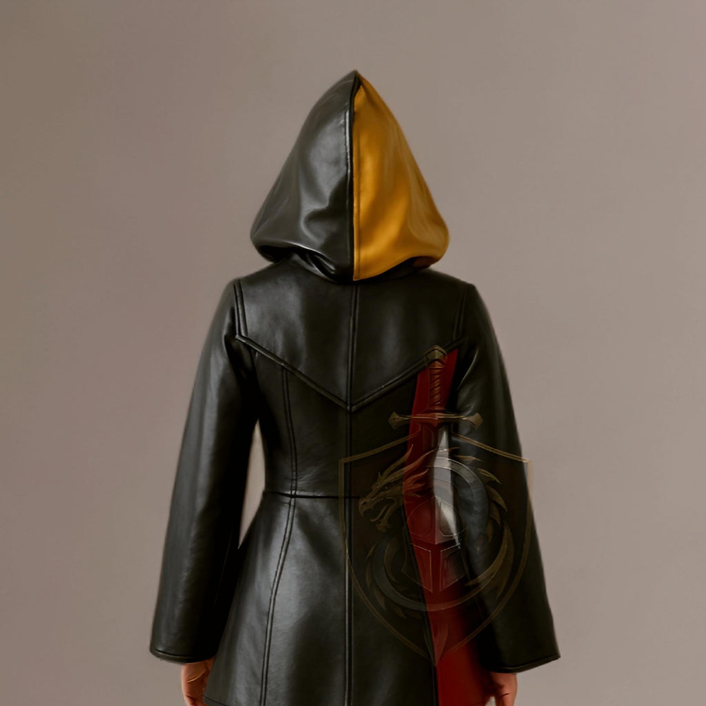 Color Block Leather Halloween Costume | Hooded Jacket & Flared Pants Cosplay Set | Handmade