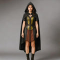 Medieval Armor Dress Leather Cloak | Fantasy Gothic Cosplay Costume Renaissance Fair Warrior Gown