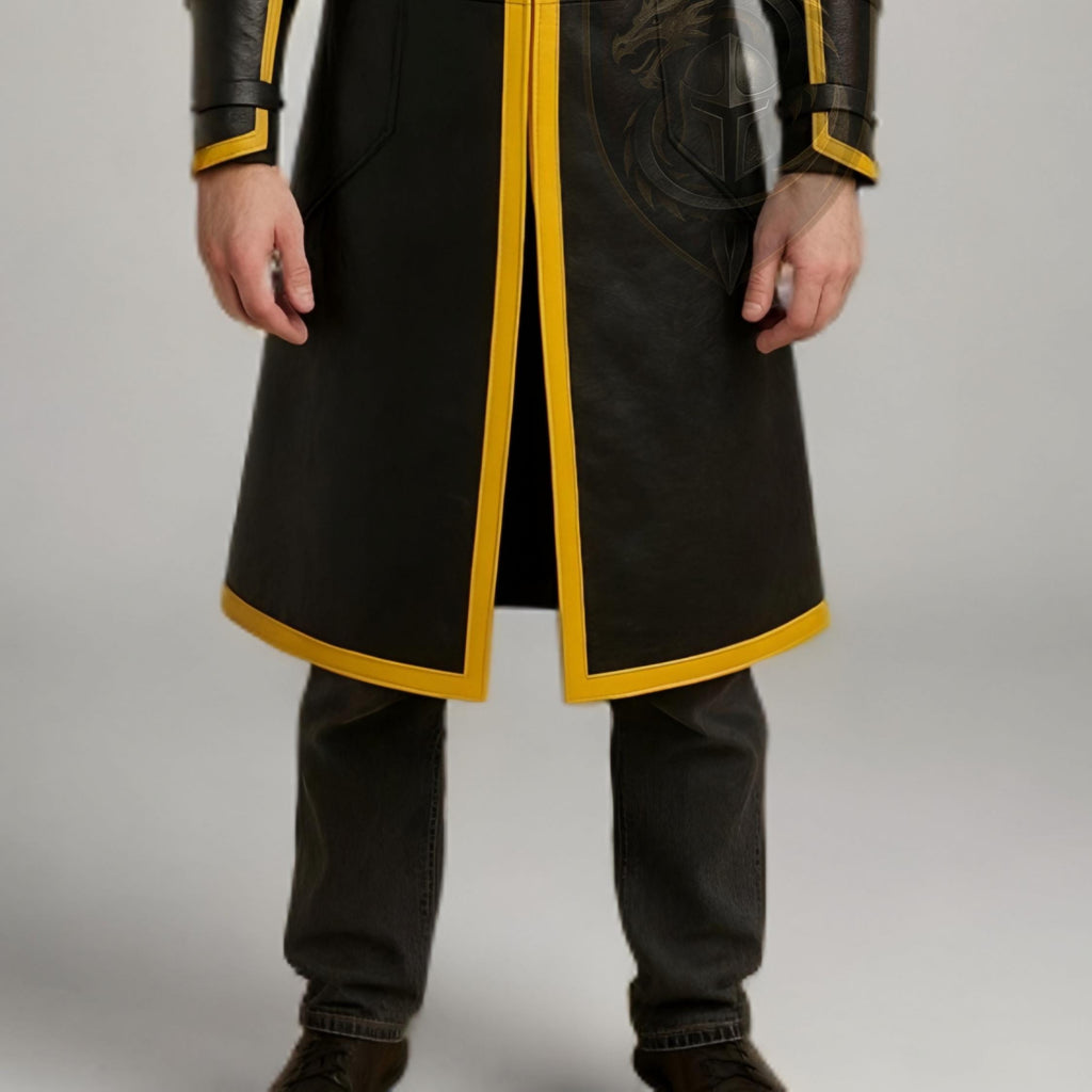Men’s Knight Leather Armor Coat | Halloween Pumpkin Cosplay Jacket | Gothic Medieval Steampunk Trench