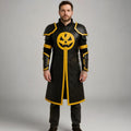 Men’s Knight Leather Armor Coat | Halloween Pumpkin Cosplay Jacket | Gothic Medieval Steampunk Trench