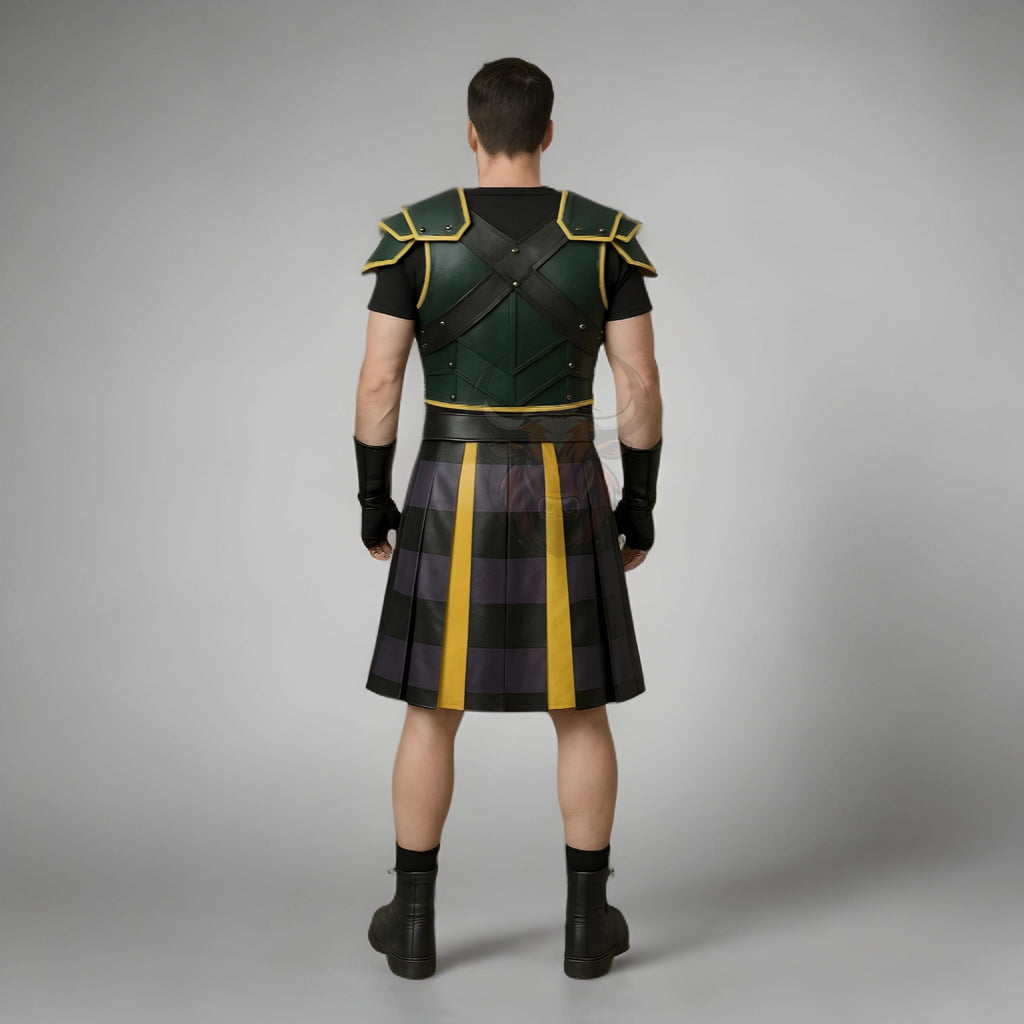 Men’s Gladiator Armor Costume Roman Warrior Cosplay | Medieval Chestplate Kilt Outfit LARP Halloween