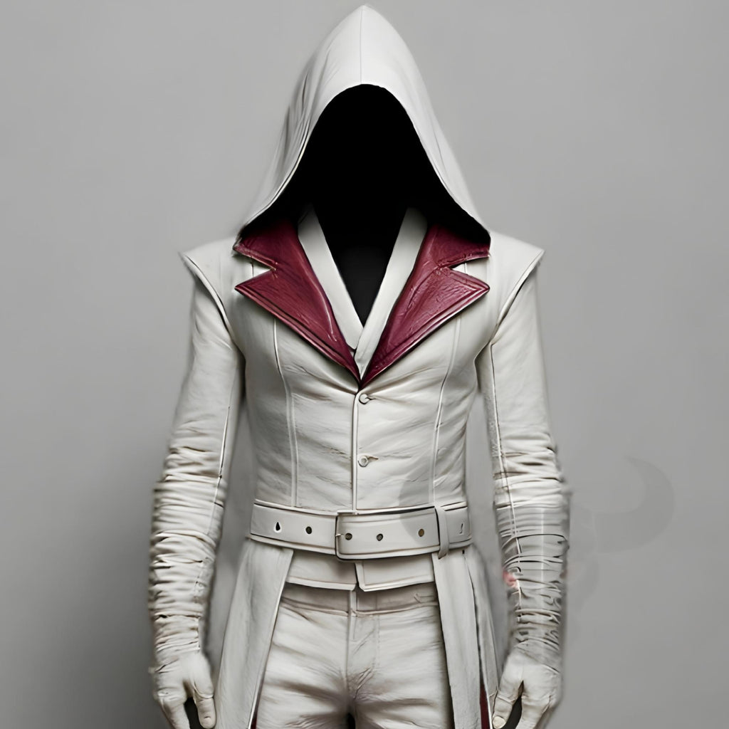 Assassin's Creed Hooded Leather Cosplay Coat Renaissance Medieval Trench Jacket Halloween Costume