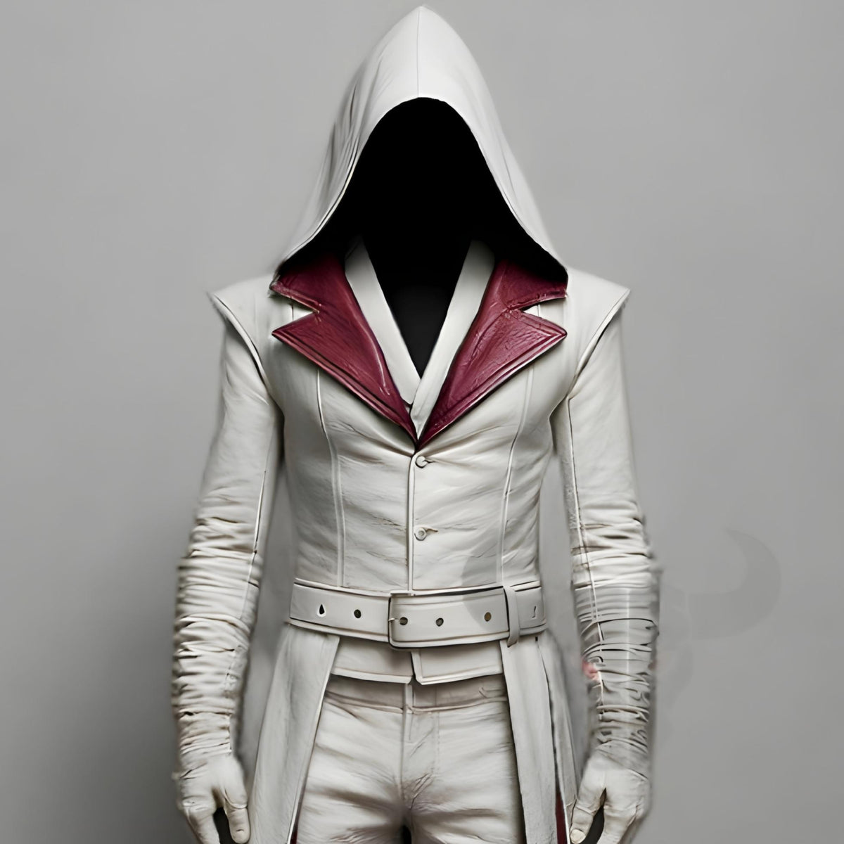 Assassin's Creed Hooded Leather Cosplay Coat Renaissance Medieval Trench Jacket Halloween Costume