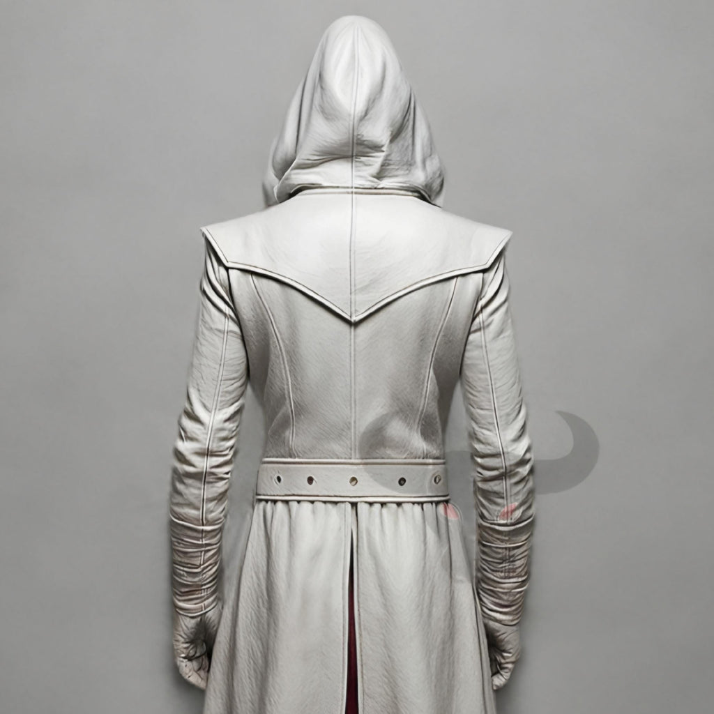 Assassin's Creed Hooded Leather Cosplay Coat Renaissance Medieval Trench Jacket Halloween Costume